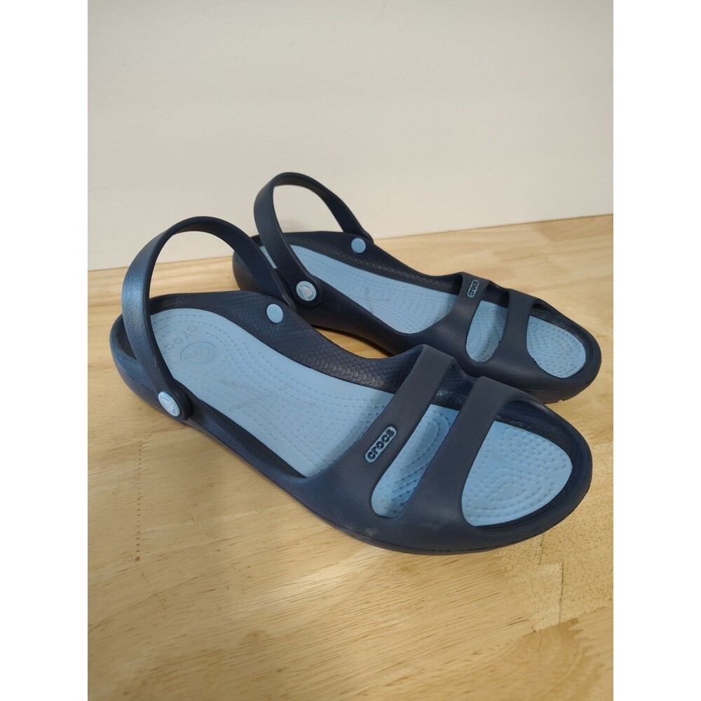 Crocs Cleo II Double Strap Slip On Slingback Slides Sandals Shoes Womens 10 Blue